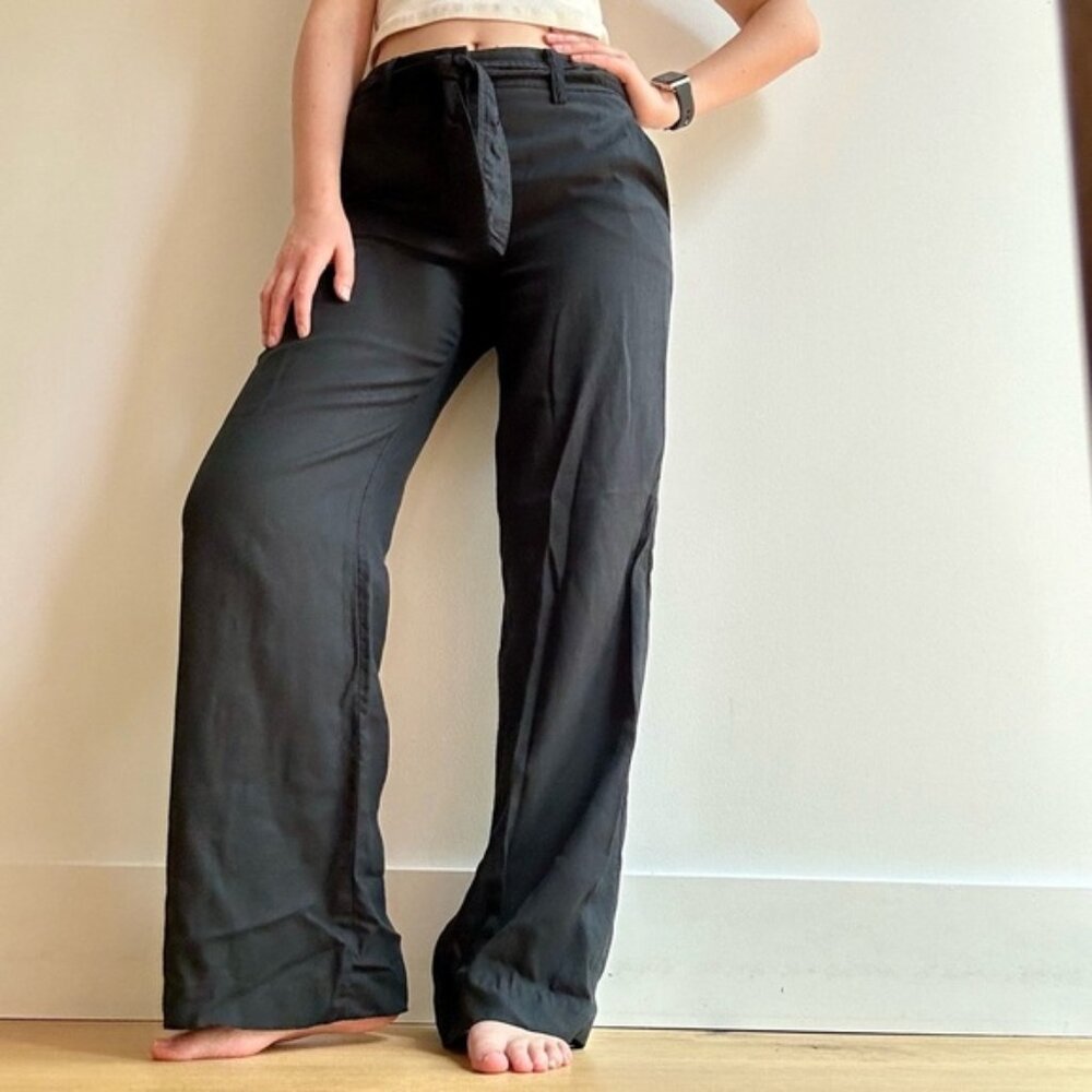 BCBG MAXAZRIA Chrisden Belted Wide-Leg Pant Black - 2